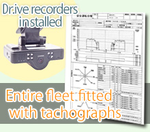 Drive recorders installed/Entire fleet fitted with tachographs
